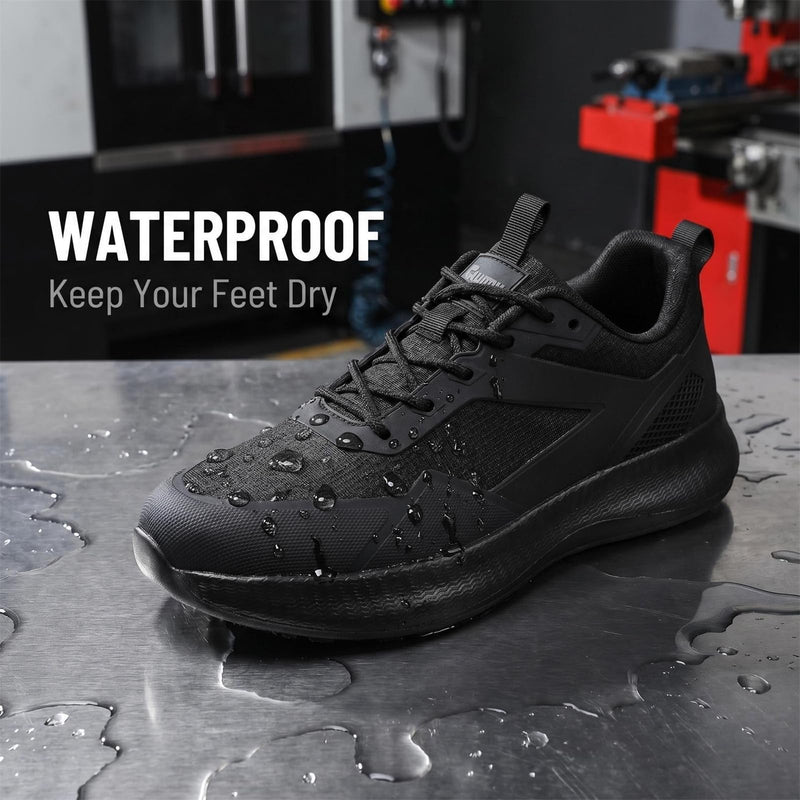 Moodeng Men's Non Slip Kitchen Work Shoes Lightweight Waterproof Food Service Sneakers Oil Resistant Chef Shoe for Restaurant 11 Black