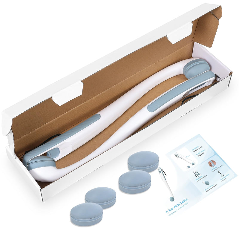 Toilet Aids for Wiping Bottom, 2-Pack - Long Reach Comfort Wipe with Replaceable Head & Strap - Bottom Buddy Wiping Aid for Elderly, Disabled & Post-Surgery
