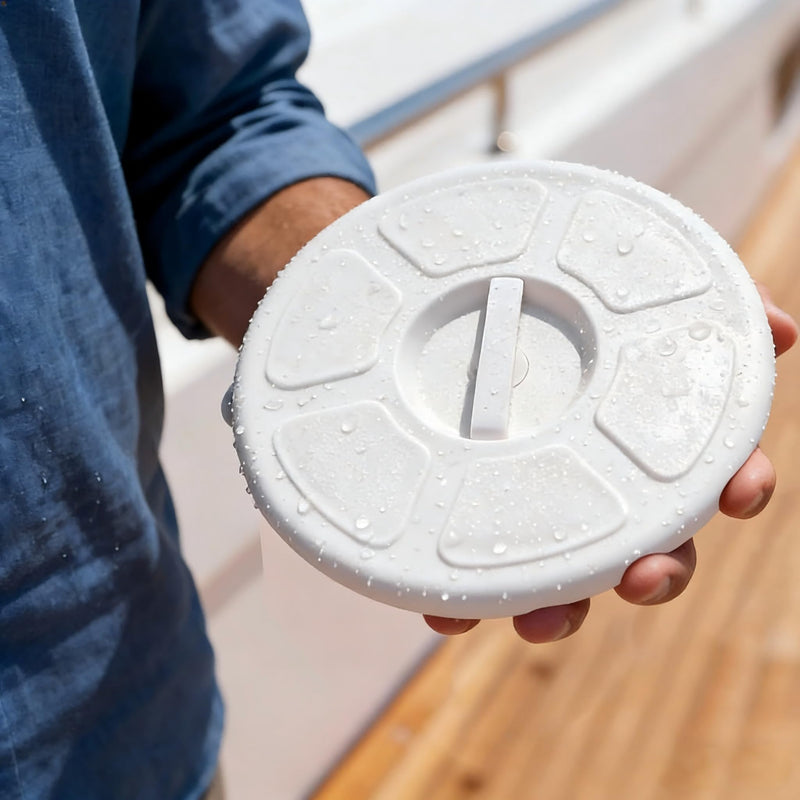 Hoffen Boat Hatch, 8" Round Deck Plate Non Slip Inspection Hatch w/Detachable Cover No Screws Installation for Marine Boat Yacht RV Trailer White 1