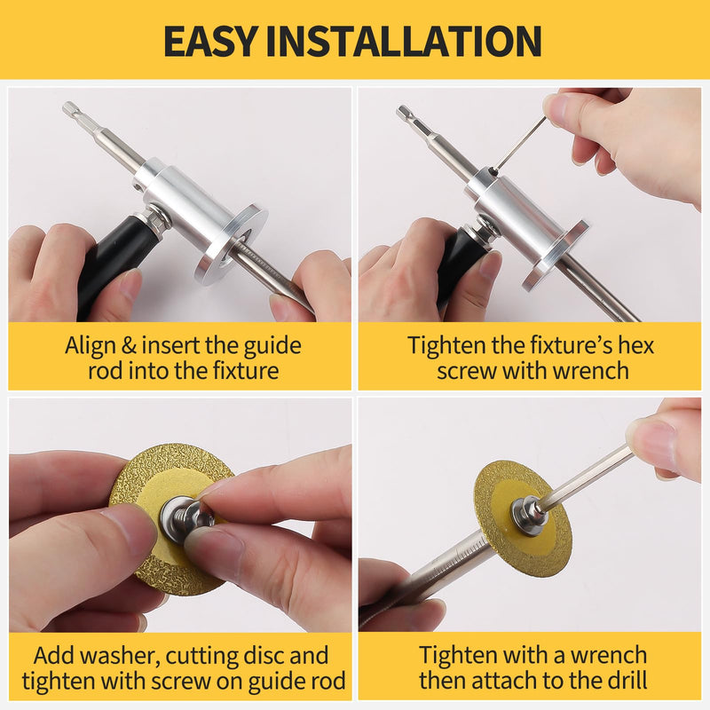 Inside/Internal Pipe Cutter for PVC Pipe, Professional PVC-ABS Pipe Cutter Tool with 7" Adjustable Depth Gauge, Stainless Handle, 5 Diamond Grit Cutting Blades, Gloves, 1/4" Hex Shank and Wire Saw