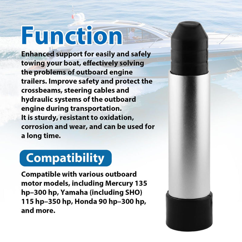 Outboard Transom Saver - Silver Rubber Trailering Support with Steer Stops, Compatible with 3-Ram Trim/Tilt, fits Yamaha Outboard.