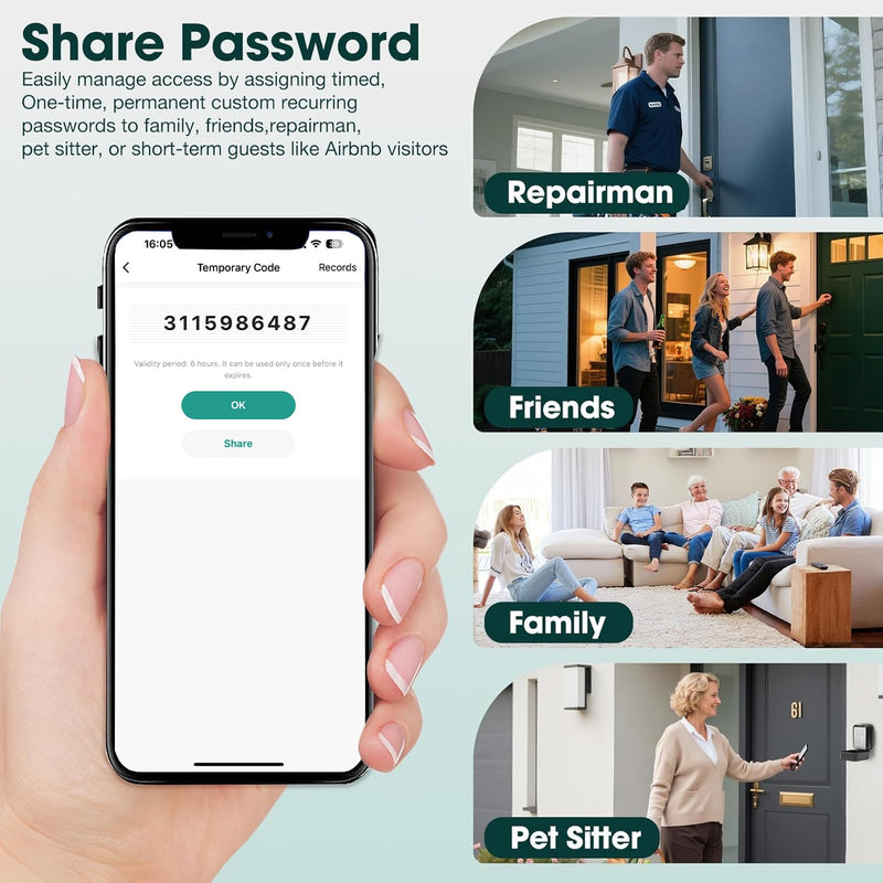 Smart Key Lock Box Electronic Bluetooth Lock Box with Tuya APP Control & PIN Code Types,Share eKey Wall Mounted Lock Box for Airbnb Realtor House Office