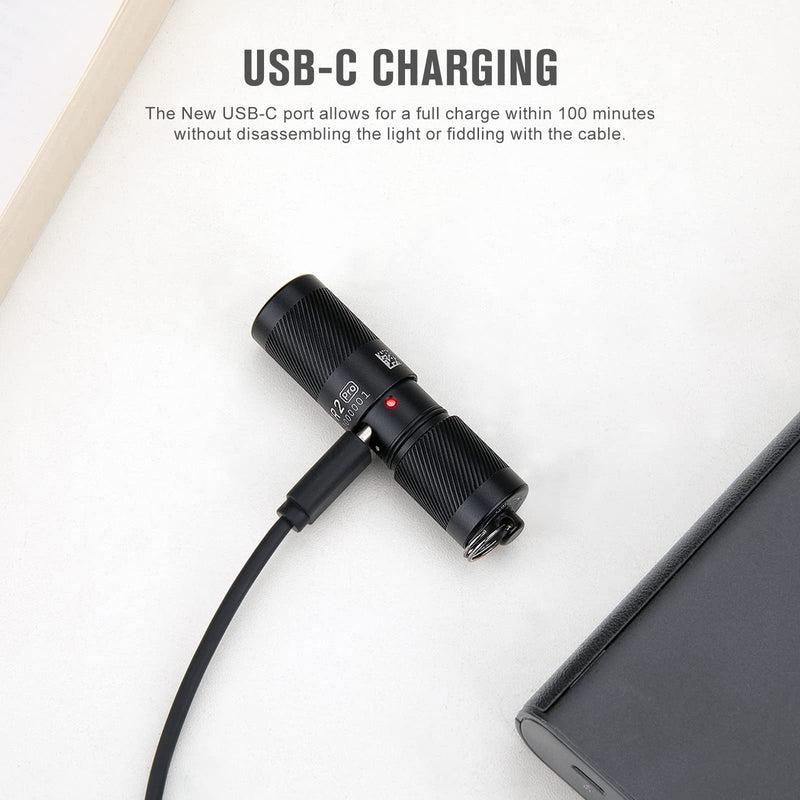 OLIGHT I1R 2 Pro Eos 180 Lumens EDC Rechargeable Keychain Flashlight, Powered by Built-in Rechargeable Battery with Type-C USB Cable, Slim Mini Handheld Light for Everyday Carry (Black) Standard Black