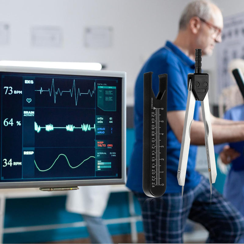 8 Pack EKG Calipers ECG Caliper Metal Electrocardiogram Divider with Ruler, Electrocardiography Measuring Tool for Doctors, Nurses, Nursing, Medical Student Essentials - Black