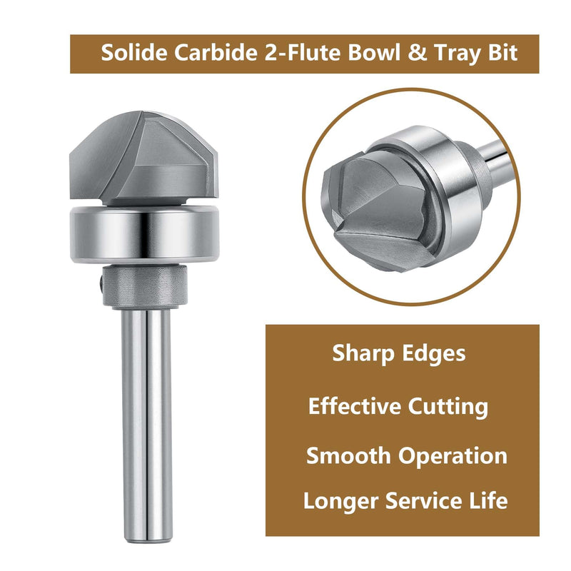 SpeTool Juice Groove Router Bits with Bearing 1/2" Cove with 90° Round Nose V-Groove and 1/4 Inch Shank for Creating Precise Drainage Channels and Ornamental Borders in Personalized Woodworking Tasks 90°Angle 1/4" shank