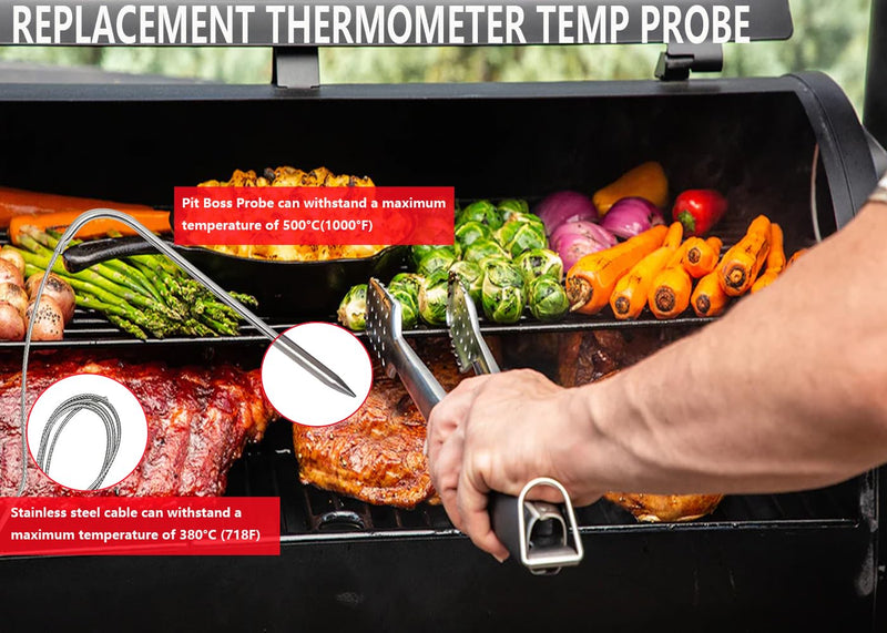 2-Pack Temp Meat Probe Replacement for Pit Boss Pellet Grills and Smokers, 3.5 mm Plug Thermometer Probes ，Compatible with Pit Boss Series Pellet Grill