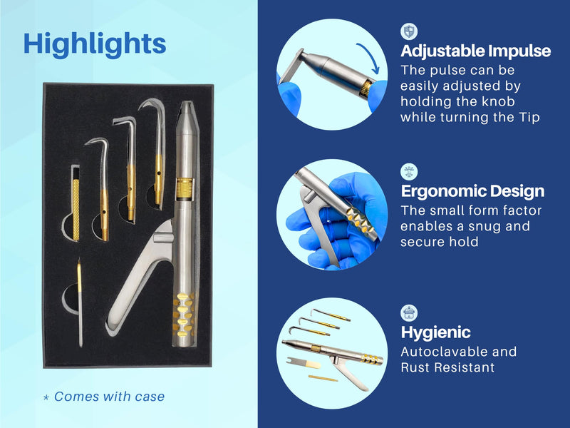 Dental Automatic Crown Remover Gun Type Spring Loaded with 3 Tips and Adjusting Wrench by Artman Instruments