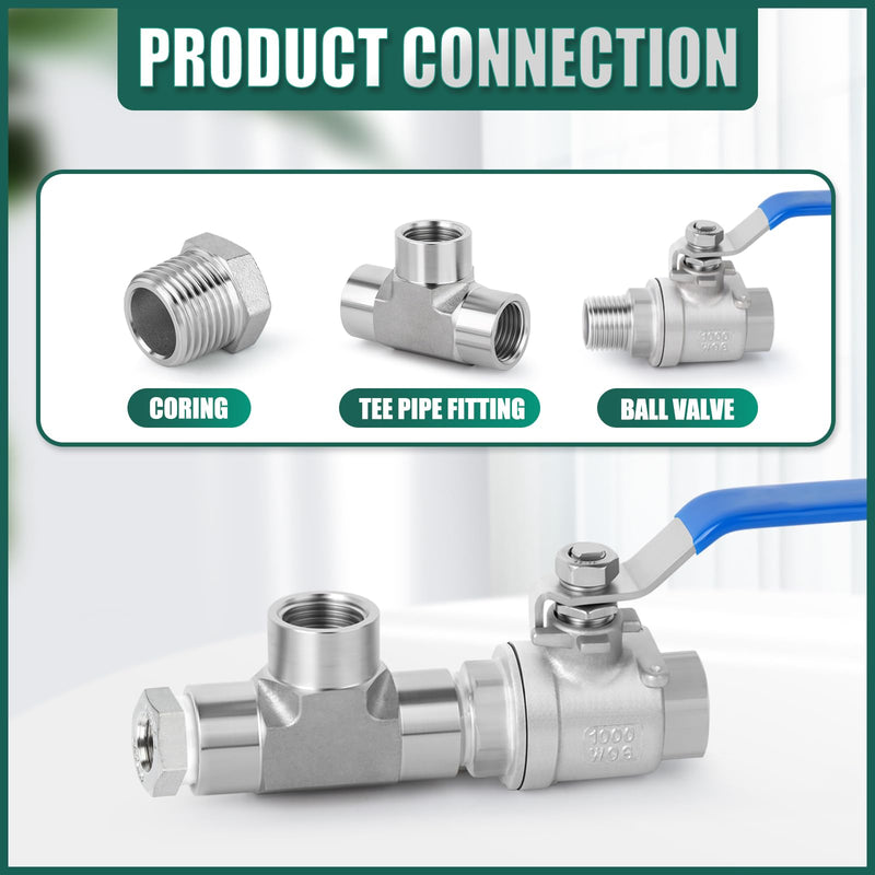 5PCS 304 Stainless Steel Reducer Hex Bushing, 3/4" NPT male x 1/4" NPT Female, Reducing Pipe Adapter Fitting 3/4" MNPT x 1/4" FNPT 5