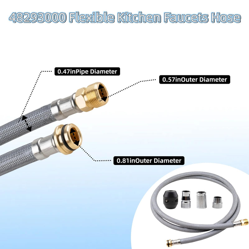 Kitchen Faucet Hose Replacement Parts for Grohe 48293000 Flexible Pull-Out Faucet Sprayer, Compatible with Grohe Pull-Down Sprayer, Faucet Hose Replacement