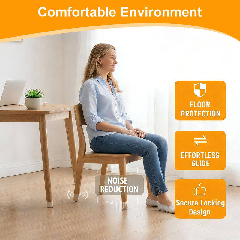 Ansible 36 Pack Chair Leg Floor Protectors for Hardwood Floors, Silicone Felt Covers Pads Caps, Protect Wood Furniture Feet Floors Noise Reduce and Scratch (Universal Large & Clear) Clear-36pcs Universal L