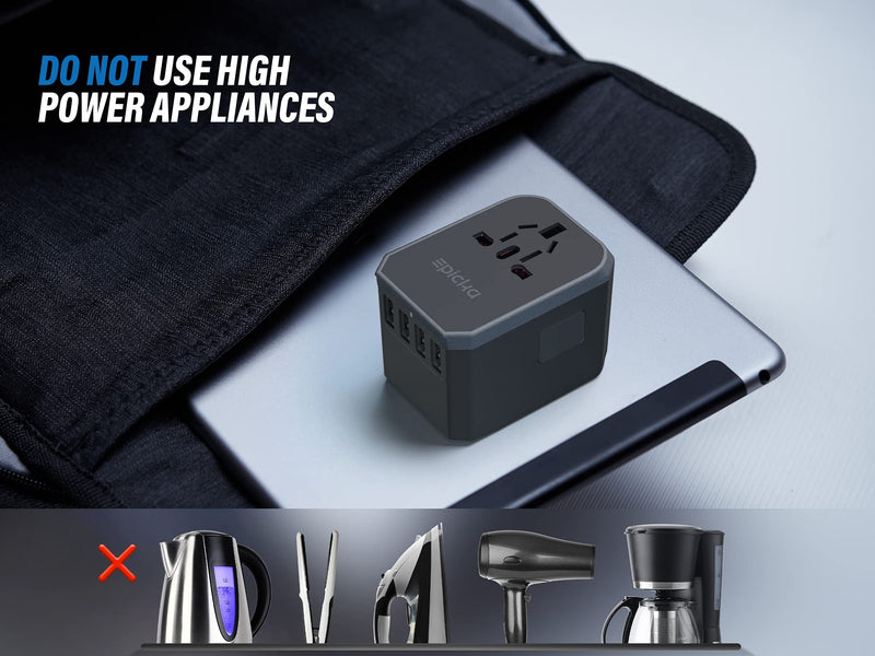 EPICKA Universal Travel Adapter One International Wall Charger AC Plug Adaptor with 5.6A Smart Power and 3.0A USB Type-C for USA EU UK AUS (TA-105, Grey) 1