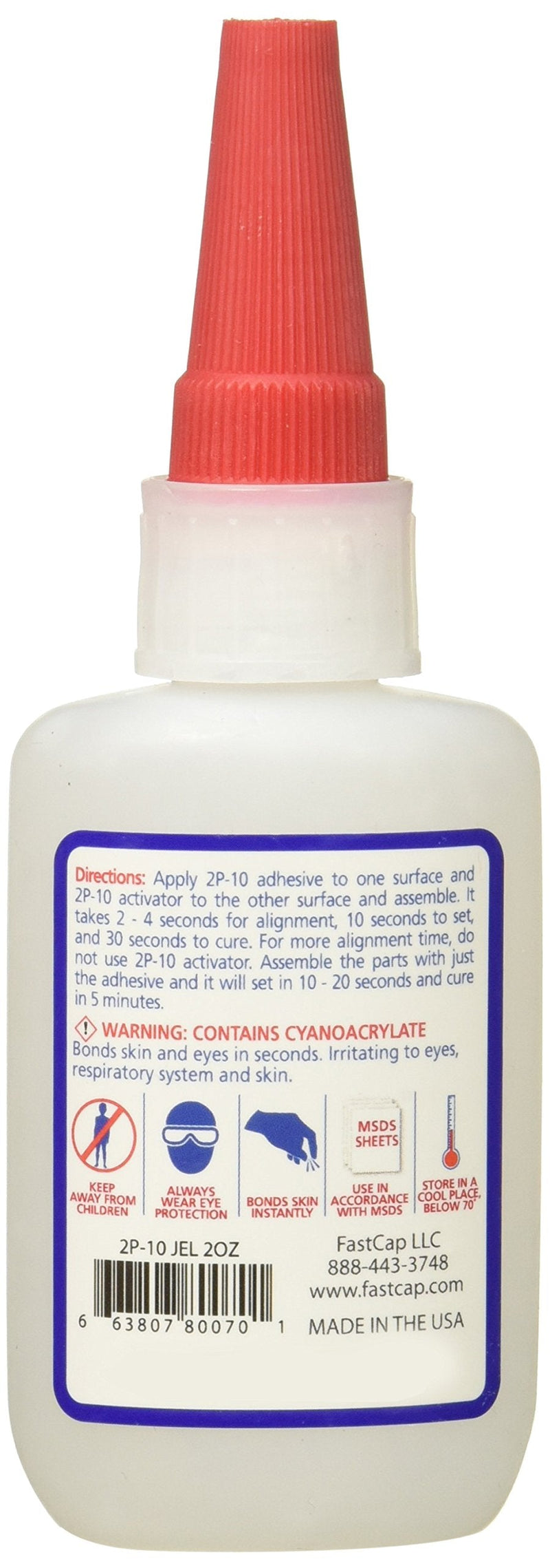 FastCap 2P-10 Professional Jel Wood Adhesive Glue - Ideal for Wood Works - All Purpose Application - 4000 PSI Tensile & Sheer - 2 oz. - 80070