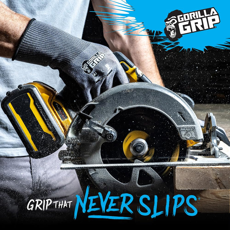 Gorilla Grip A1 Precision Grip, Cut Resistant Work Gloves, Touschreen Compatible Safety Gloves, Breathable, Nitrile Coated, Grey - Medium (12 Pack) Grey A1 (12 Pack)