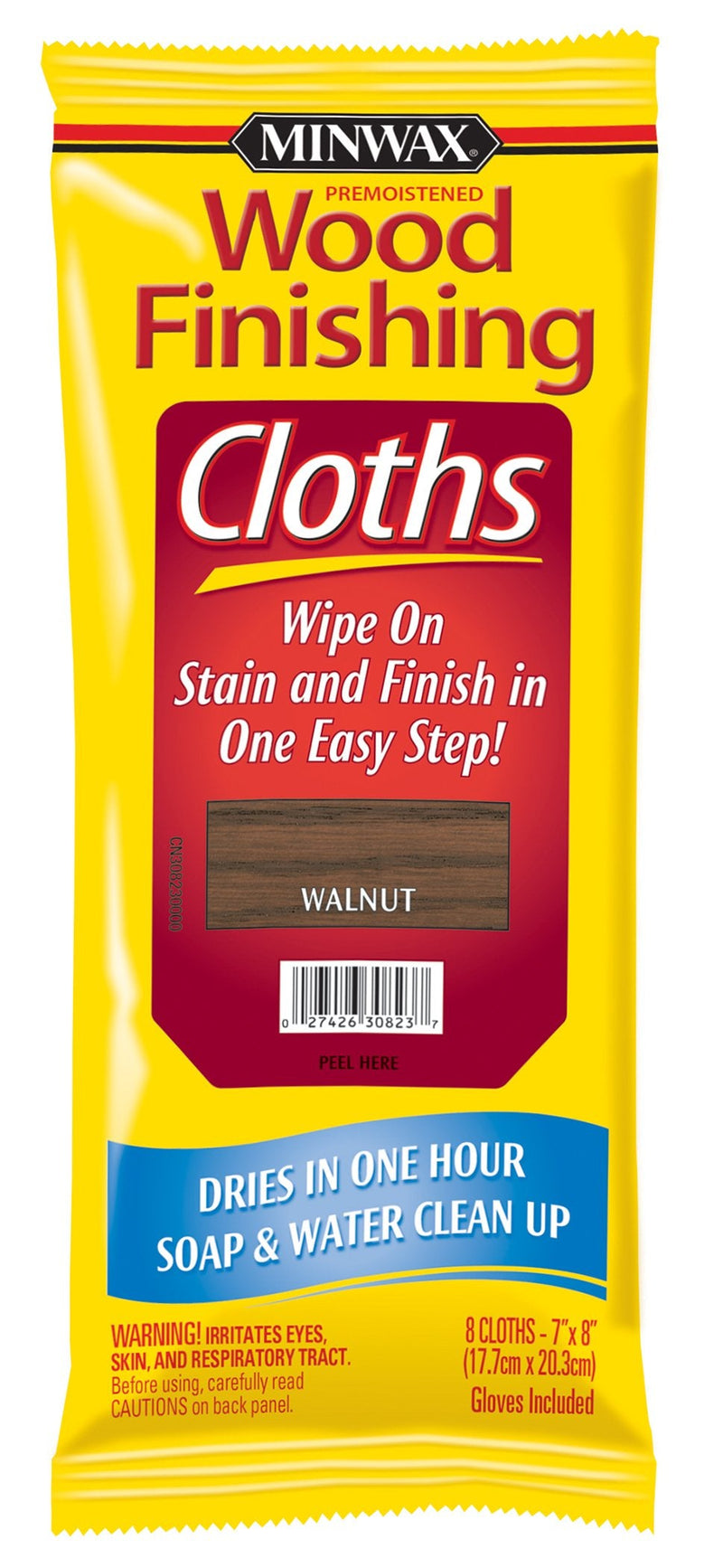 Minwax Wood Finishing Cloths 308230000, 8 Count, Walnut