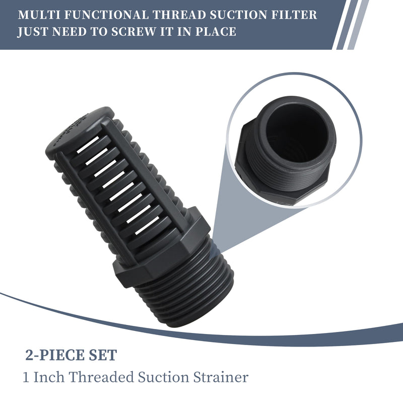 1 Inch Threaded Suction/Overflow Strainer, Screen Strainer 1 Inch Dark Grey 2 Pcs