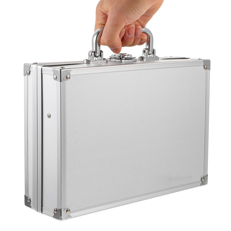 Gatuida Aluminum Storage Box Briefcase Style Tool Case with Lock Clasp Handheld Metal Case for Tools Cosmetics Instruments Travel Work 10.43 X 7.28 X 3.14 in