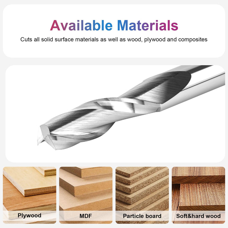 SpeTool Upcut Spiral Router Bit 3/8 Inch Shank 1-1/4 Inch Cutting Length Solid Carbide CNC Wood Router Engraving Bits UP CUT