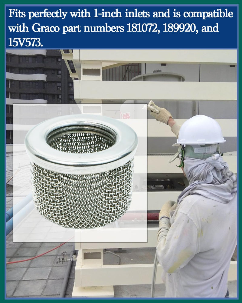 Inlet Strainer, Compatible with Graco Part Numbers 181072, 189920, 15V573 and Models 795, 1095, 1595, 3900, 5900, 5000 Airless Paint Sprayers Replacement Accessories 181072 Inlet Strainer silver