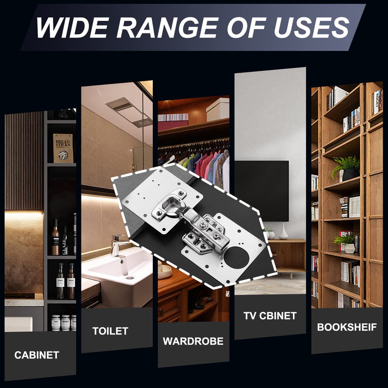 6 PCS Cabinet Hinge Repair Plate, Hinges Repair Fixing Plates, Stainless Steel Hinge Repair Board, Kitchen Cupboard Door Hinge Repair Brackets Kit, Hinge Fixing Plate Bracket Kit with Mounting Screw