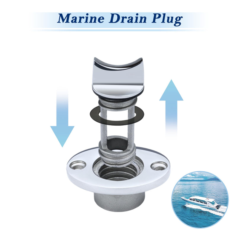 YANYUCB Boat Drain Plug,316 Stainless Steel Marine Drain Plug with O-Ring Seal,Oval Garboard Drain Plug Fits 1" Hole, Universal Fit for Boats,Yachts(2 Pack) 2
