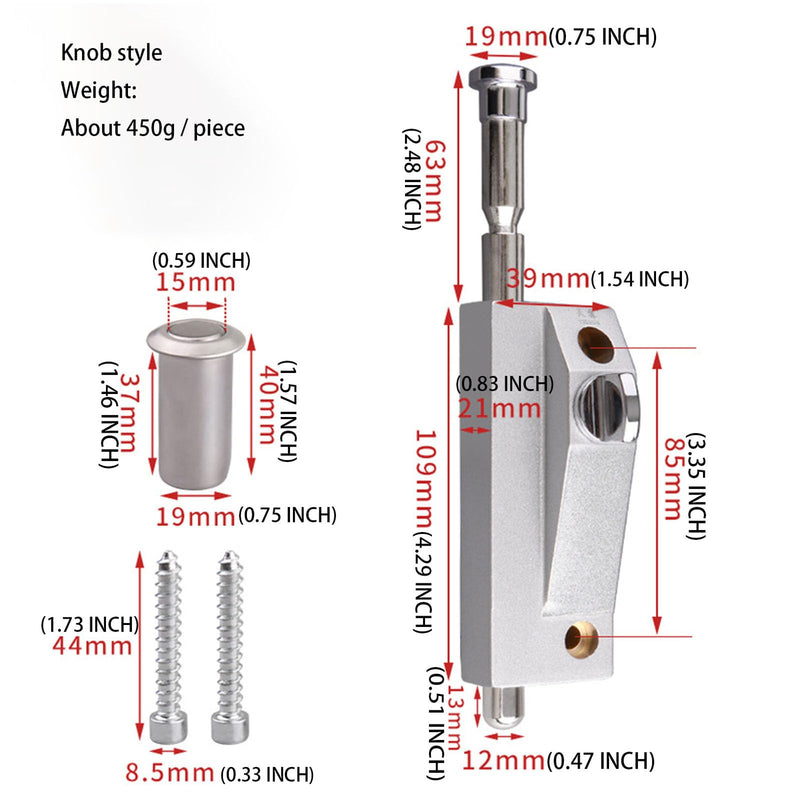 Sliding Patio Door Lock，Sliding Patio Door keyless with Door Latch，for Window Glass Patio Doors Auxiliary Security Lock(Silver)