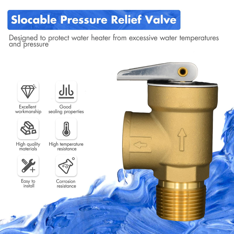VAV Pressure Relief Valve, 3/4" NPT Female Thread, 150 PSI, Lead-Free Copper, Water Heater Compatible, CSA LISTED