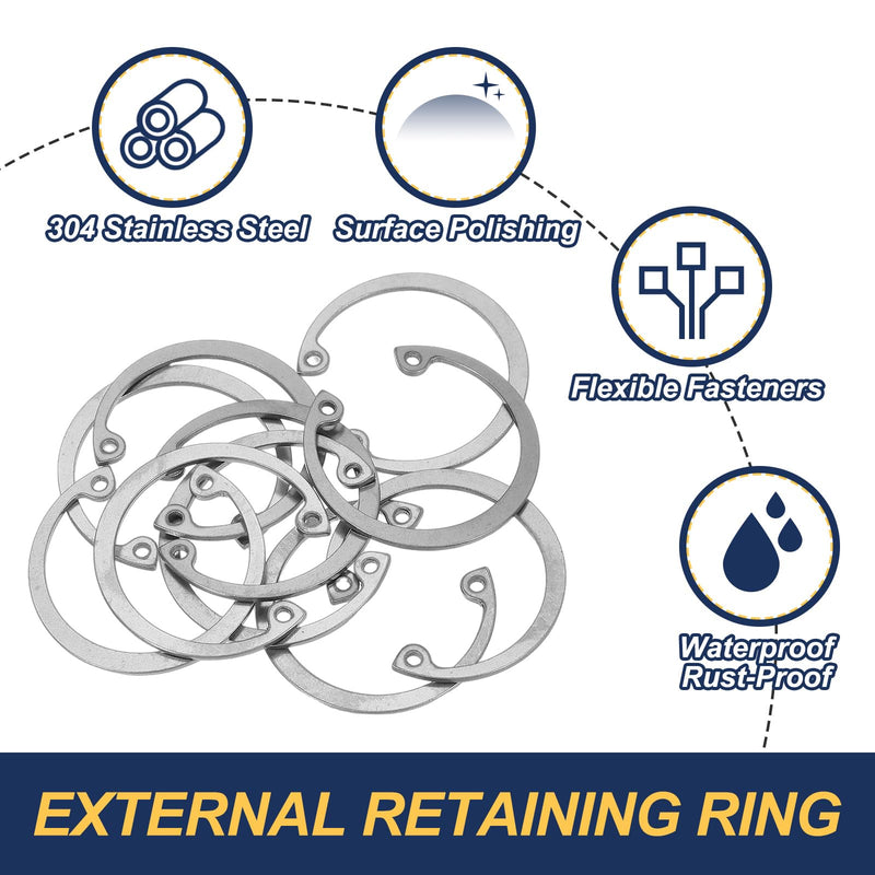 PATIKIL 38mm ID Internal Retaining Rings, 10 Pcs E-Clip Snap Ring 304 Stainless Steel Internal Circlip for Automobile Valve Equipment Bearings φ38mm