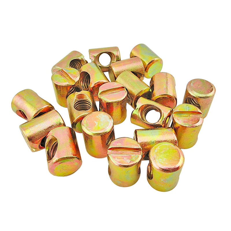 20 PCS M8 Barrel Nuts M8x15mm Furniture Barrel Nuts, Cross Dowels Slotted Nuts for Furniture Beds Crib and Chairs