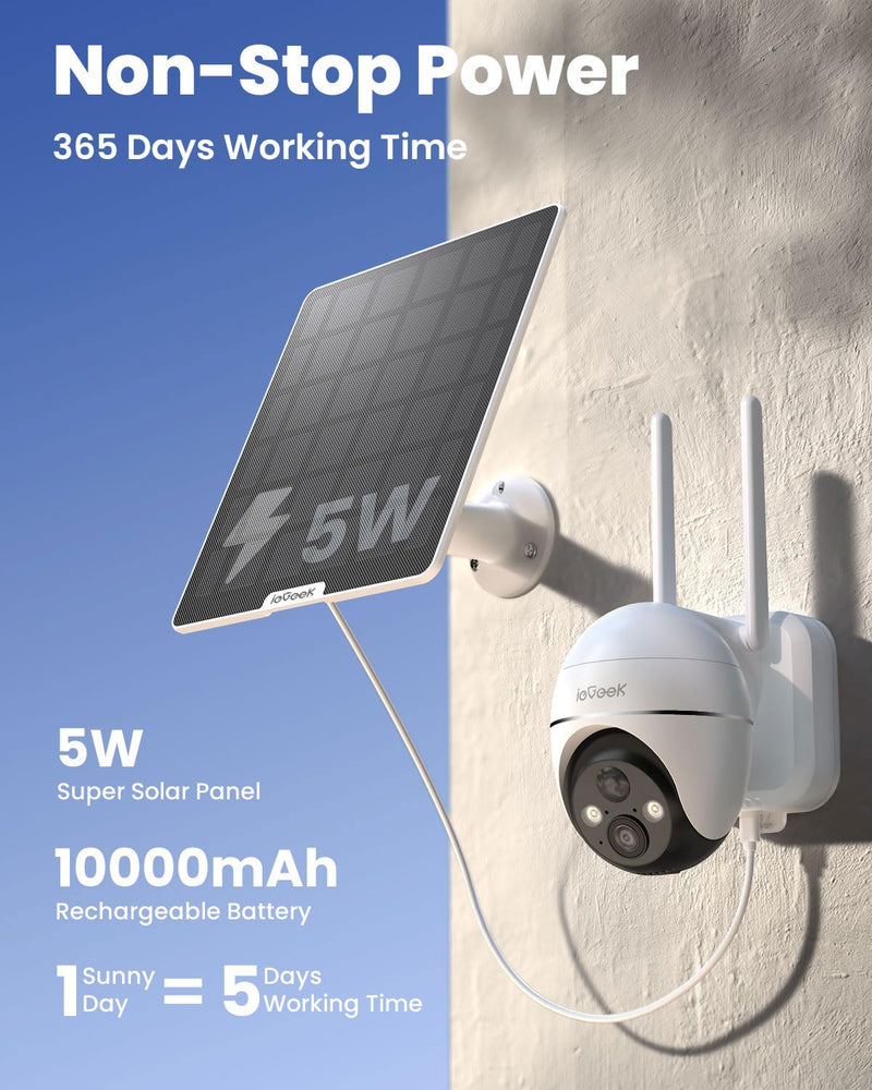 ieGeek 4G LTE Cellular Security Cameras Wireless Outdoor, 2K No WiFi Solar Cameras for Home Security System, Color Night Vision, 360°Live View,PIR Motion Sensor with 64G SD(Subscription Requirements) 4G Cellular Cam
