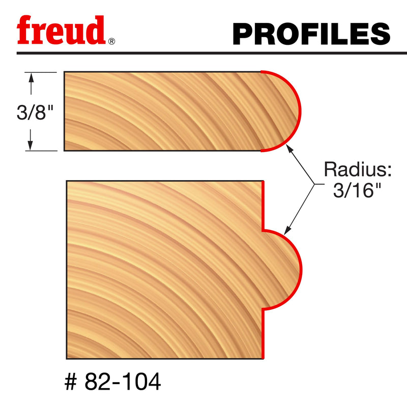 Freud 82-104: 3/16" Radius Half Round Bit with 1/4" Shank
