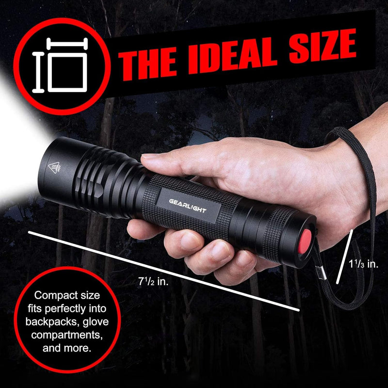 GearLight High-Powered LED Flashlight S2000 - Mid Size, Zoomable, Water Resistant, Handheld Light - High Lumen Camping, Outdoor, Emergency Flashlights
