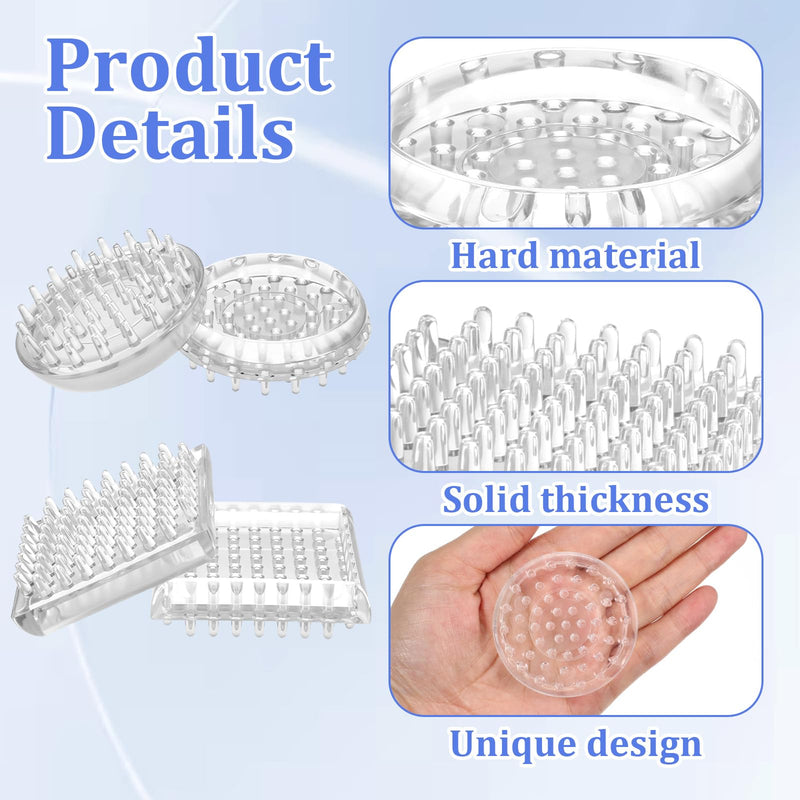 32Pcs Carpet Protector, Spiked Plastic Caster Cups Clear Round and Square Spiked Furniture Cups for Chair, Table, Sofa, Bookcases Furniture