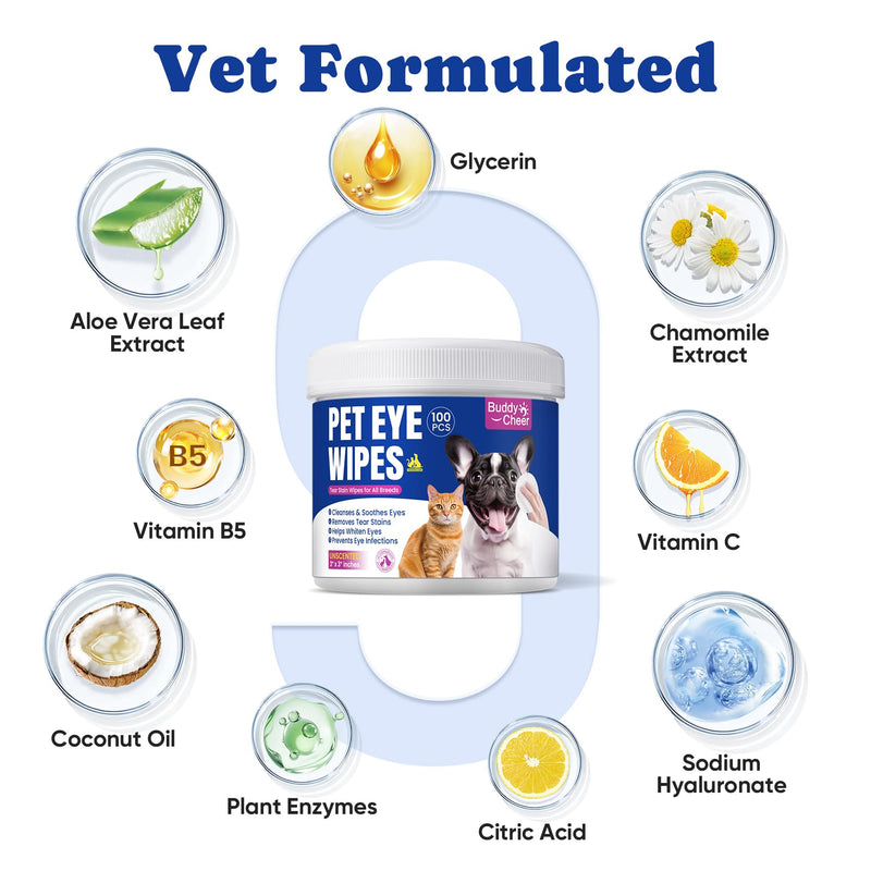 Dog Eye Wipes, Tear Stain Remover for All Dogs & Cats – Hypoallergenic & Deodorizing Eye Wipes for Dogs, Pet Eye Cleaner Wipes with Enzymes for Discharge, Crust, Mucus & Debris, Coconut (100 Ct) 100 Ct 4.Eye-Coconut