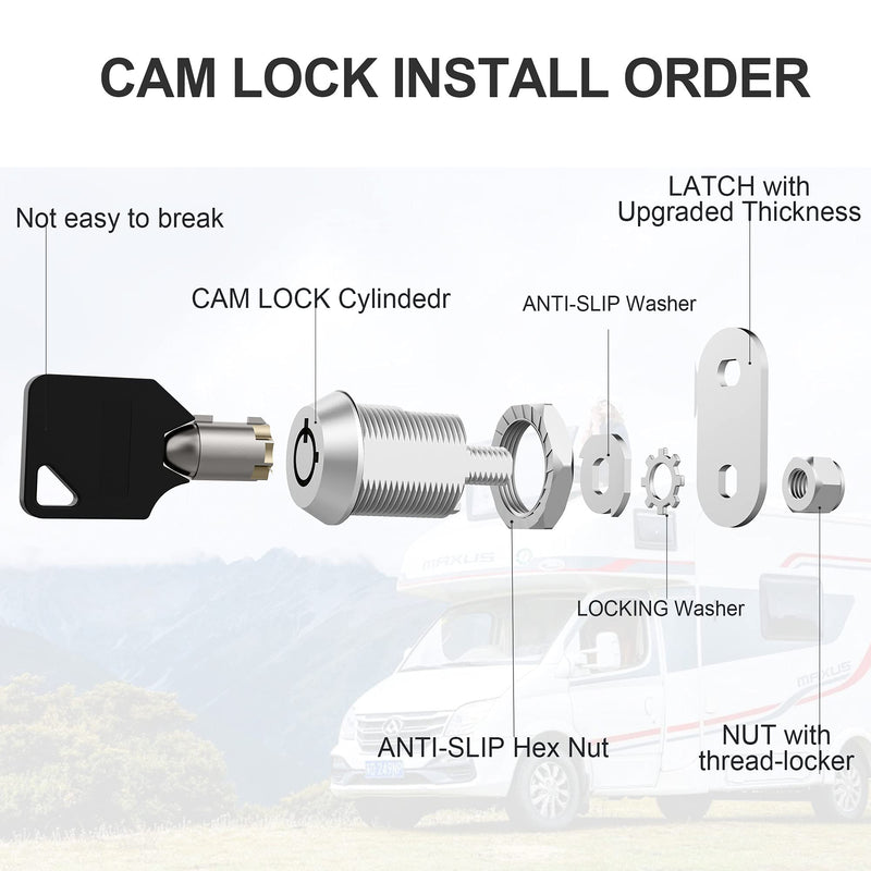 6 Pack Cabinet Locks with Keys, 5/8" Cam Lock, RV Compartment Storage Locks RV Locks for Storage Door Drawer Tool Box Lock, Zinc Alloy 6 Pack 5/8'' Silver