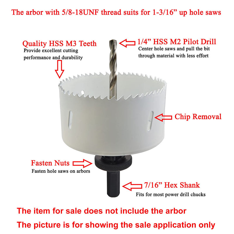 MaxTool 5-1/8" Bi-Metal Hole Saw 130mm Cobalt High Speed Steel M42 Bimetal Holesaw with 1.5" Deep 5/8-18 Thread for Metal Wood Plastic; BM42W44R508