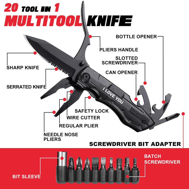 Gifts for Boyfriend Husband Him, Multitool Knife“I LOVE YOU”, Valentines Day Unique Gifts, Tools Gadgets Gifts for Him, Christmas Stocking Stuffers, Anniversary, Birthday Gift Ideas, Husband Gifts Husband Gift