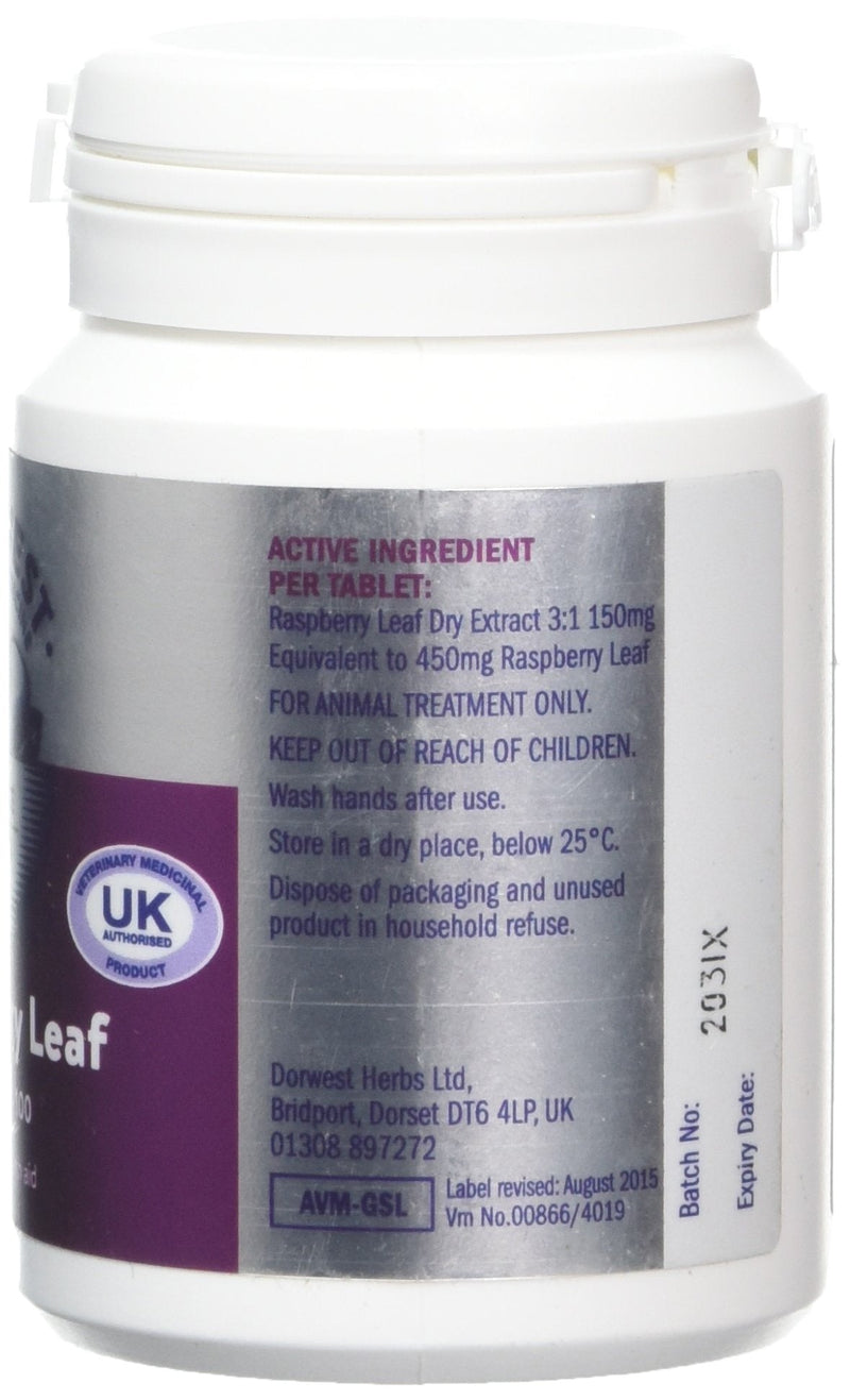 Dorwest Herbs Raspberry Leaf Tablets for Dogs and Cats 100 Tablets - PawsPlanet Australia