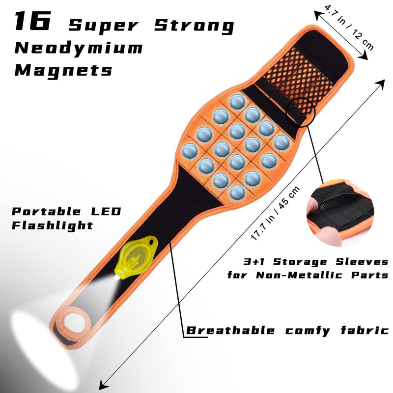 Magnetic Wristband with Flashlight & Magnet Pedal for Holding Screws, Magnetic Wristband Tool Belt for Holding Screws Nails Drill Bits, Cool Handy Gadget Gifts for Fathers, Husband Who Have Everything