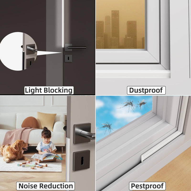 9.8 Ft Weather Stripping Seal Strip for Doors/Windows,Soundproofing Window Insulation Draft Stopper for Winter, Selfadhesive Foam Weather Strip for Door Frame,Door Gap Filler Noise Blocker(White) 9.8 feet White