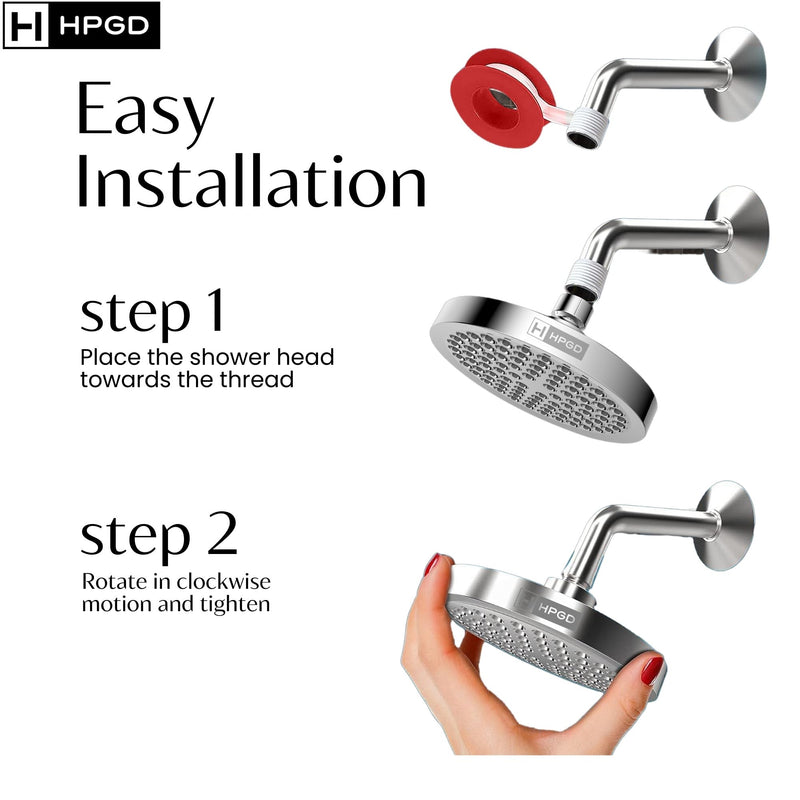 Shower Head - High Pressure Rain, 6-Inch Round, Luxury Chrome Finish, Universal Shower Head Replacement, Premium Quality Anti-Clogging Nozzles, Tool-Free Minute Installation (Chrome)