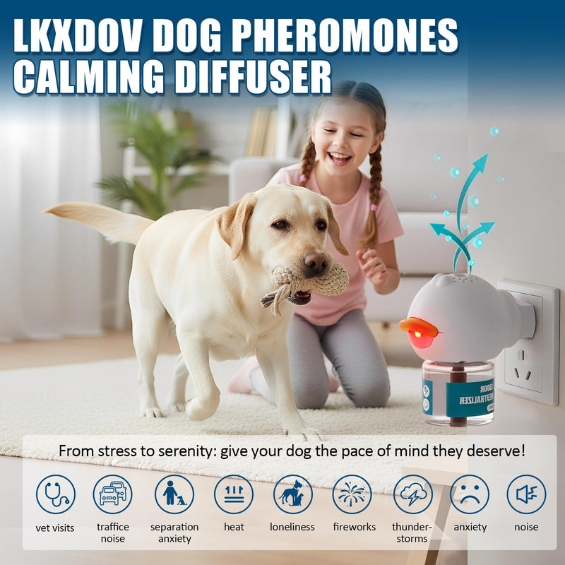 Dog Calming Diffuser, Calming Pheromones Diffuser Kit Appeasing Pheromone Diffuser to Calm (2Plug in+4Refill) for Anxiety Relief Reduce Aggression Fighting Barking Stress 2kit,4Refill