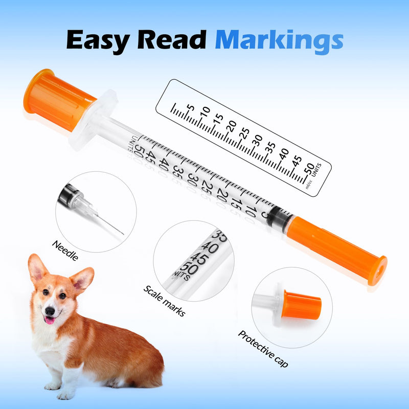 0.5 ml 30 Gauge Syringes 0.5cc 5/16 Inch 8mm Lab Disposable Supplies for Refilling or Dispensing, Pack of 20 1/2cc 30G 5/16" 8mm