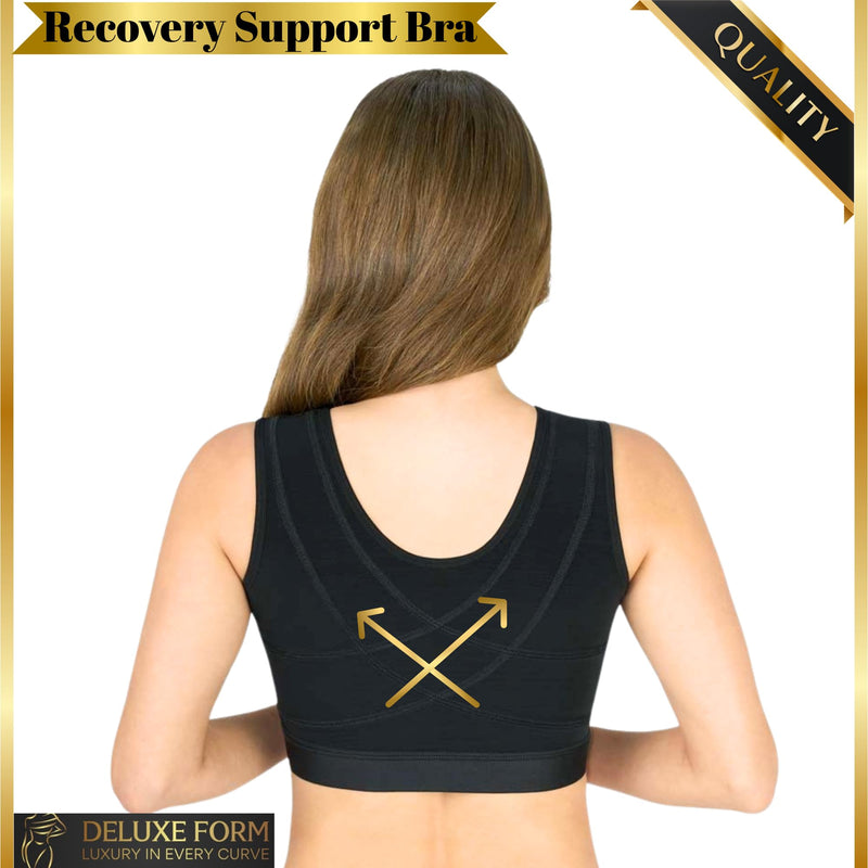Post Surgical Bra Front Closure Compression Bra for Breast Augmentation Recovery Women X-Large Black