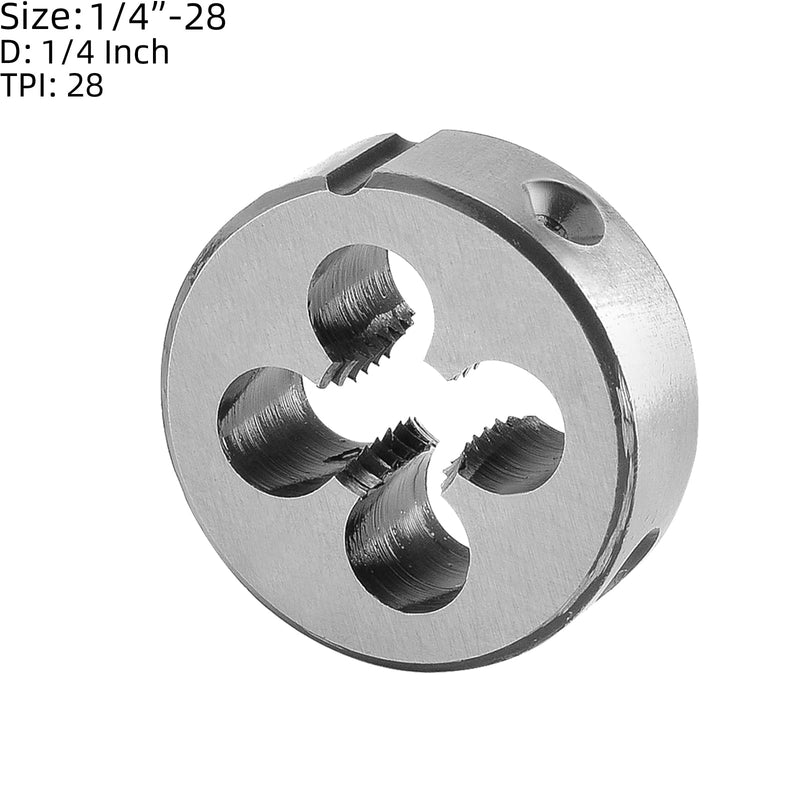 Burkit 1/4"-28 UNF Tap and Die Set, 1/4 x 28 UNF Machine Thread Tap and Round Die Right Hand 1/4-28 UNF