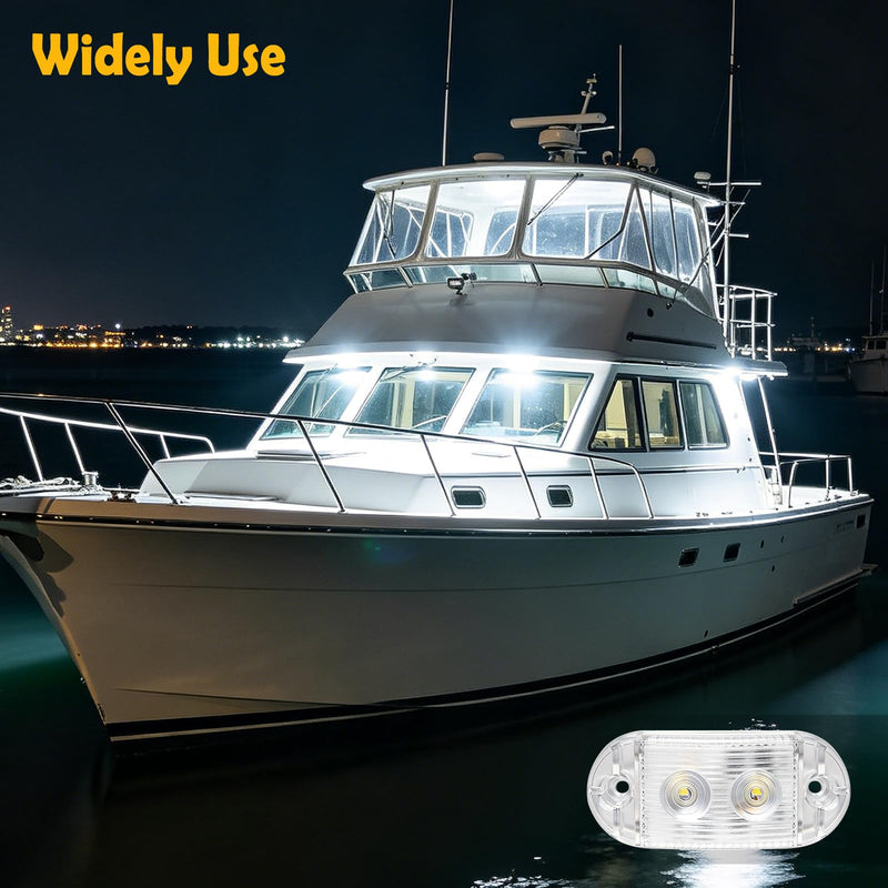 UCINNOVATE 8Pcs Boat LED Light, 12V Waterproof Marine Boat Interior Lights, Boats Stern Light, Courtesy Lights, Night Lighting for Yacht, Pontoon Boating, Sailboat, Kayak, Bass Boats Vessel(White) White 8