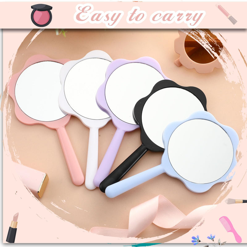50 Pcs Handheld Mirror Bulk Small Hand Mirror with Handle Portable 2.87 x 5.51 Inches Plastic Compact Makeup Cosmetic Tools for Travel Daily Use (Black,White,Lotus Pink,Blue,Purple) Black, White, Lotus Pink, Blue, Purple 50