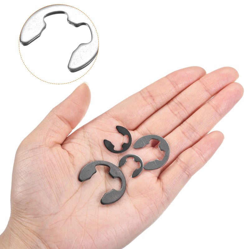 uxcell 50 Pcs External Retaining Rings, 3mm 304 Stainless Steel E-Clip External Circlip Snap Rings Round Wire Snap Rings for Valves Electrical Appliances