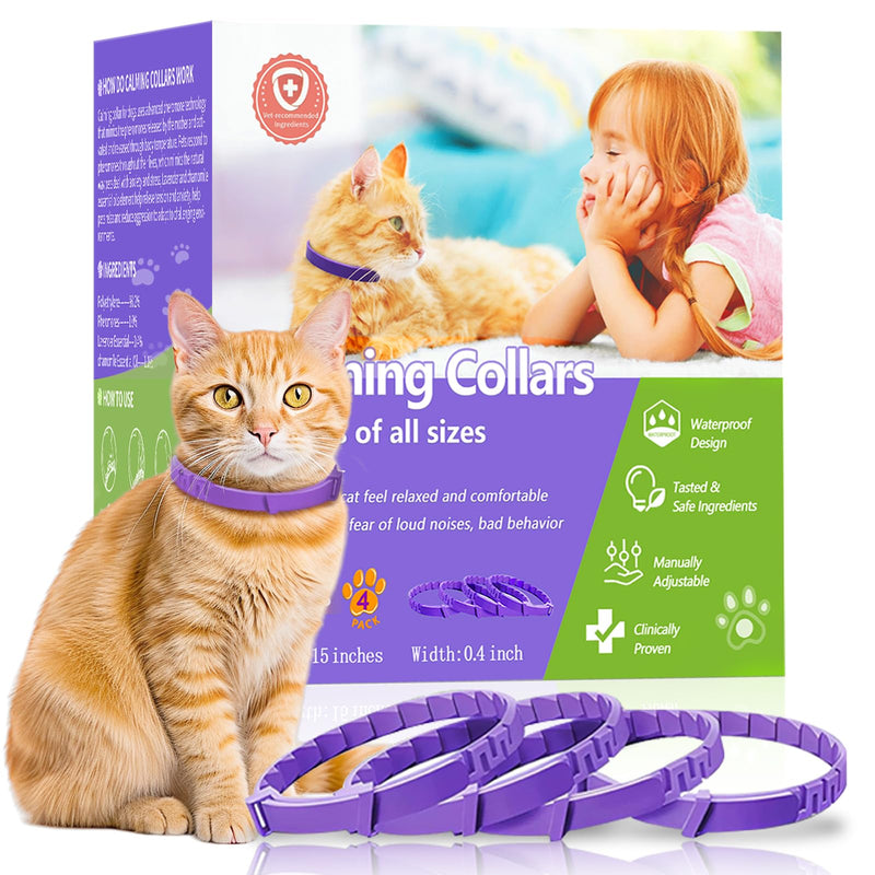 Calming Collar for Cats | Calming Cat Collars Adjustable Soother Anxiety Relief & Stress | Comfort Cat Calm Collars Water Resistant | Pheromone Collar for Cats Rapid Effect Lasts 45 Days (Purple) Purple