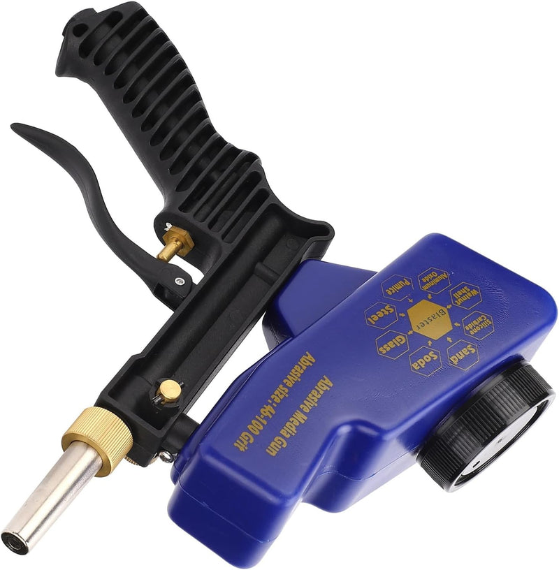 Sand Blaster Gun for Air Compressor, Paint/Rust Remover for Metal, Wood, Cabinet & Glass Etching, 150 PSI Continuous Blasting Media for Aluminum, Sand, and Soda Blaster Jobs, Portable.