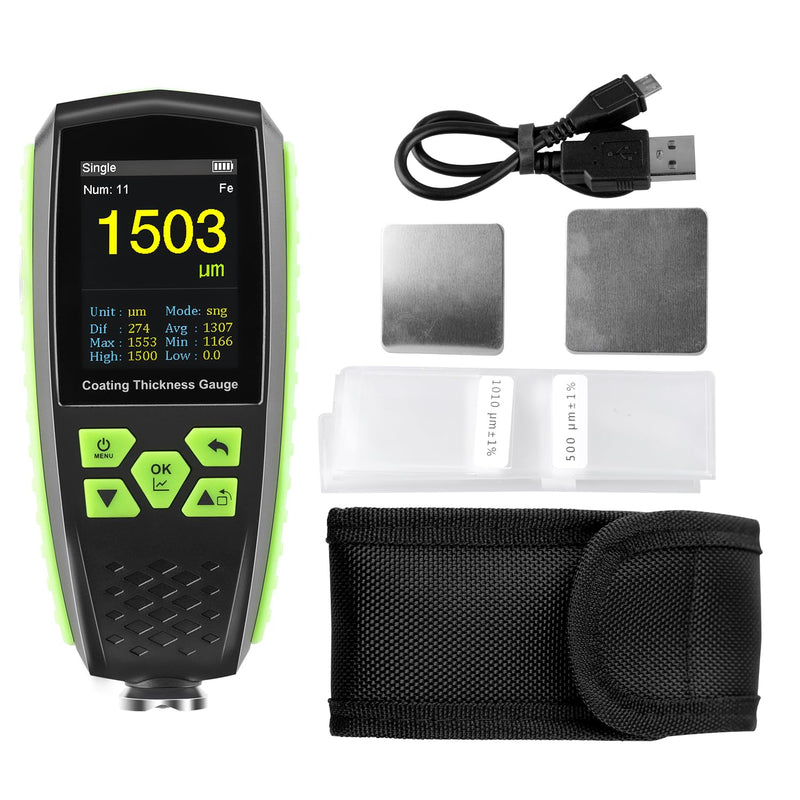 Professional Paint Thickness Gauge, Digital Coating Thickness Gauge for Magnetic/Non-Magnetic Materials, Paint Depth Gauge with Voice Broadcast/Color HD Display, Car Coating Thickness Meter